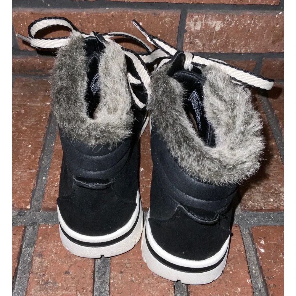 Cliffs by White Mountain Hallett Black Faux Fur Hiking Boots Womens 8M C31380
